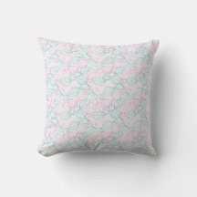 Pink and turquoise stylised leaves white Pattern 