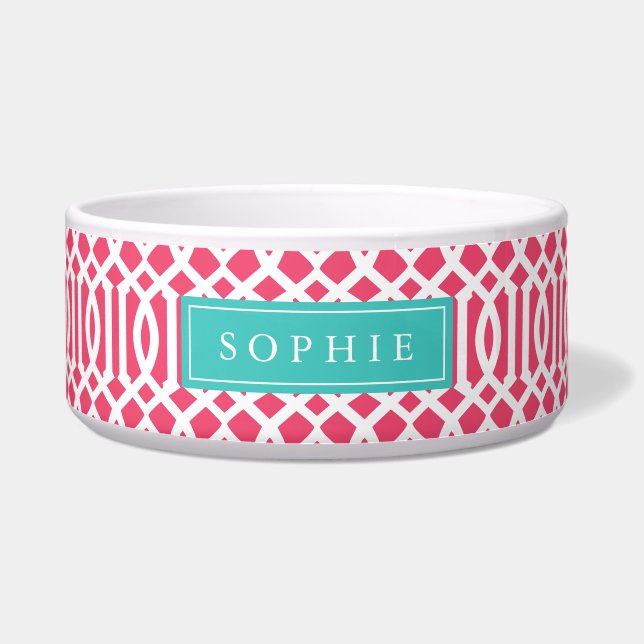 Pink and Turquoise Trellis Monogram (Front)