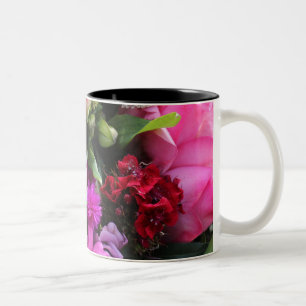 Pink and Violet Bouquet Photo Two-Tone Coffee Mug
