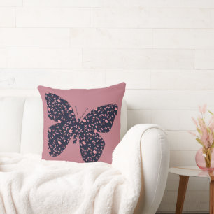 Pink and Violet Floral Butterfly Cushion