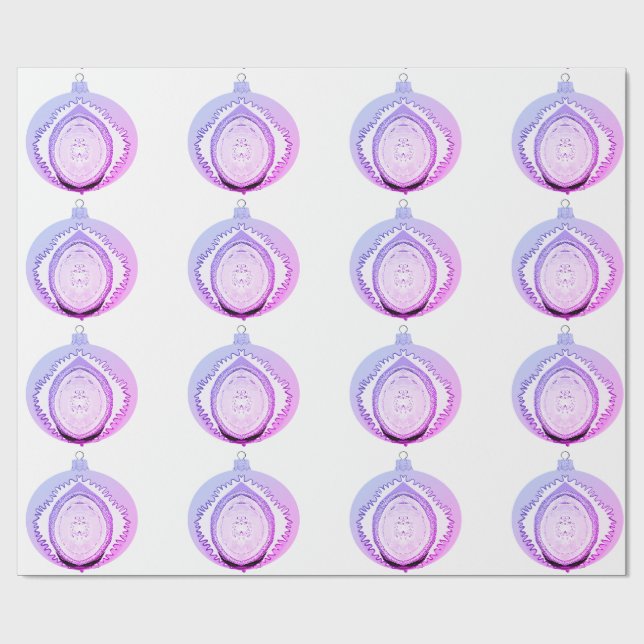 Pink and Violet Ornament White Wrapping Paper (Flat)