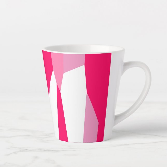 pink and white abstract  latte mug (Right)