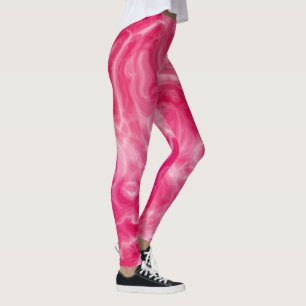 pink and white Abstract Leggings