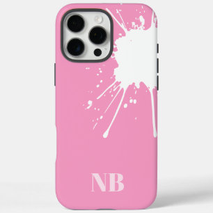 pink and white abstract monogram name initials iPhone 16 pro max case