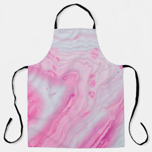 Pink and white abstract painting apron