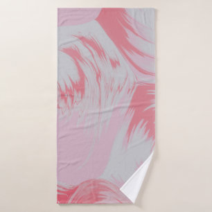 PINK AND WHITE ABSTRACT PAINTING BATH TOWEL