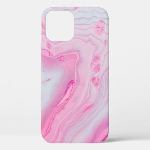 Pink and white abstract painting iPhone 12 case