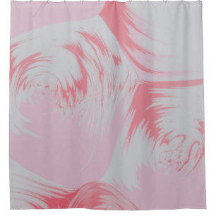 PINK AND WHITE ABSTRACT PAINTING SHOWER CURTAIN