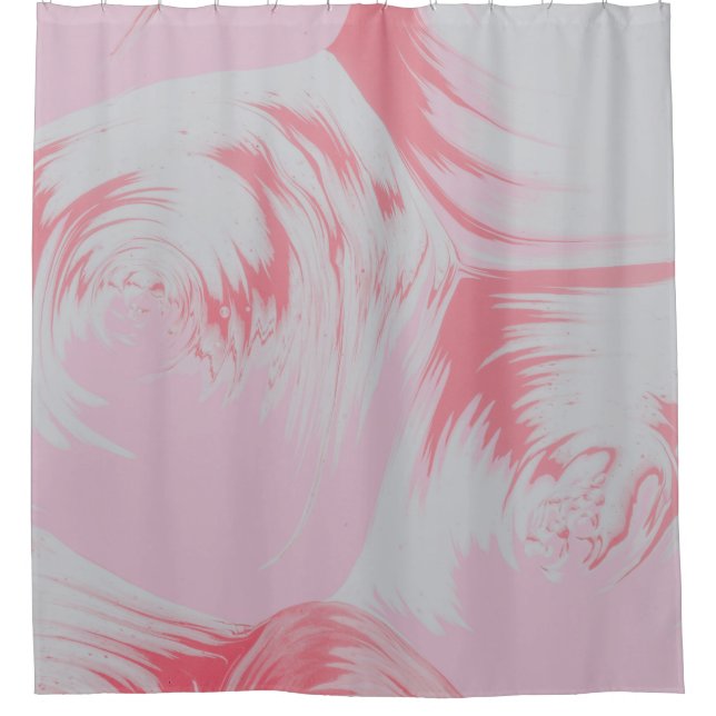 PINK AND WHITE ABSTRACT PAINTING SHOWER CURTAIN (Front)