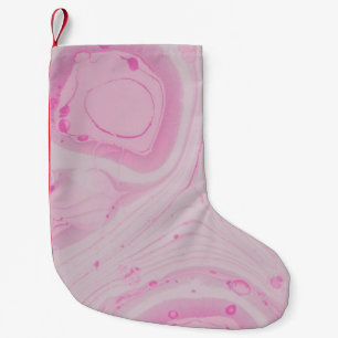 PINK AND WHITE ABSTRACT PAINTING SMALL CHRISTMAS STOCKING