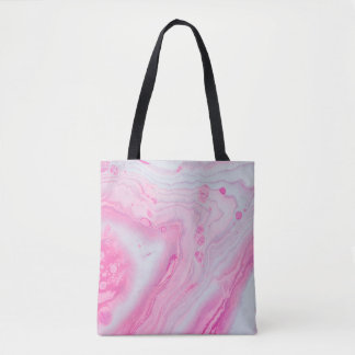 Pink and white abstract painting tote bag