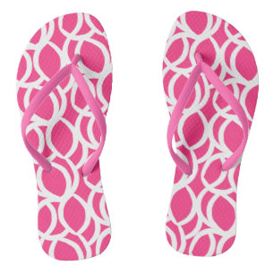 Pink and White Abstract Pattern Thongs