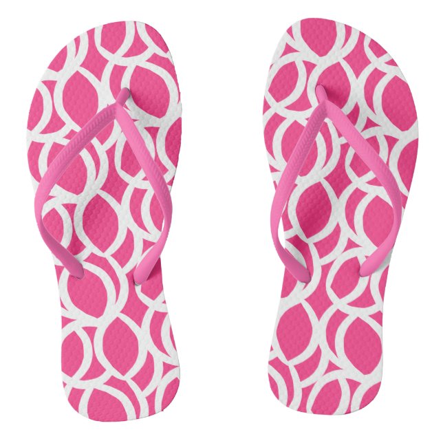Pink and White Abstract Pattern Thongs (Footbed)