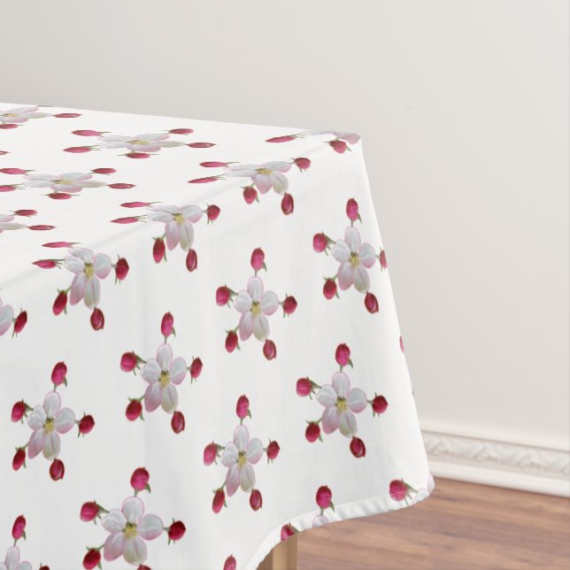 Pink and White Apple Blossom on White Tablecloth (In Situ)