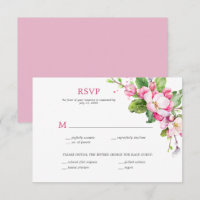 Pink and White Apple Blossom RSVP