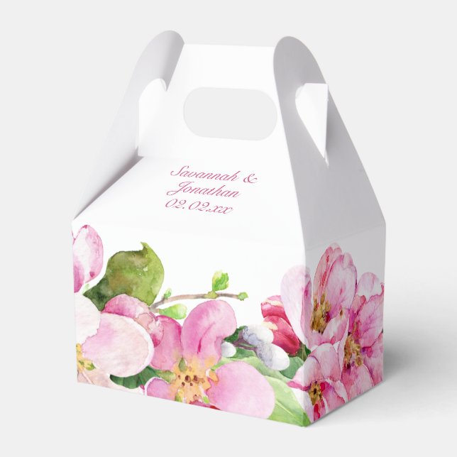 Pink and White Apple Blossoms Favour Box (Front Side)
