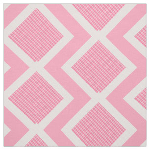 Pink and White Argyle Print Chevron Fabric
