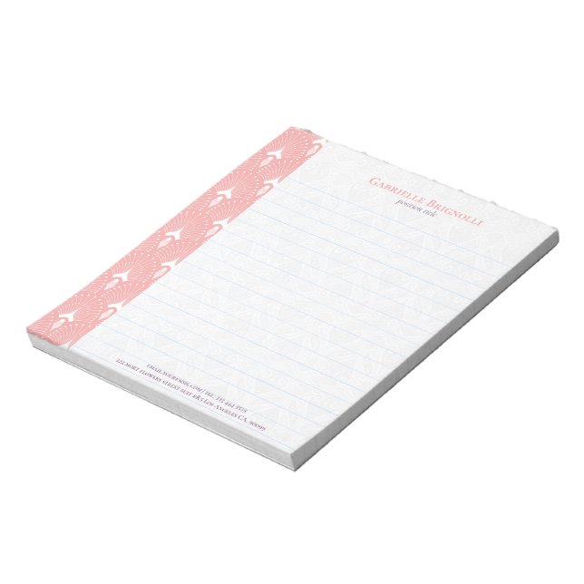 Pink and white art-deco pattern notepad (Rotated)