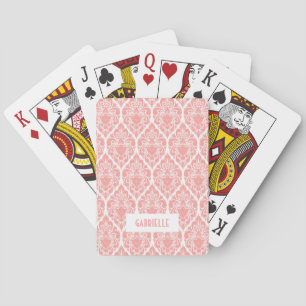 Pink and white Art Deco pattern Playing Cards