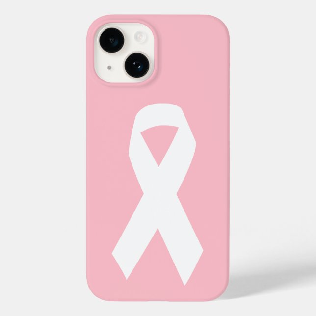 Pink and White Awareness Ribbon Case-Mate iPhone Case (Back)