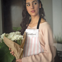 Pink and White Awning Stripes with Name