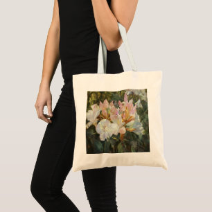Pink and White Azalia Deep Green Foliage Tote Bag