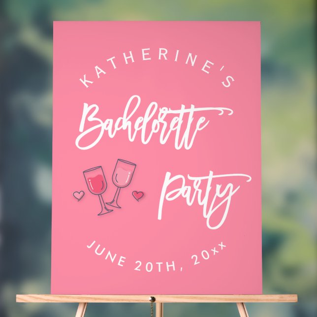 Pink And White Bachelorette Party Acrylic Sign (Neutral)
