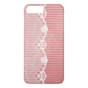 Pink and white background with black lace iPhone 8 plus/7 plus case