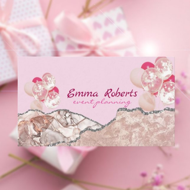 Pink and White Balloons Modern Business card (Creator Uploaded)