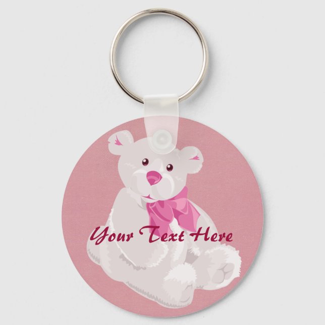Pink and White Bear Keychain (Front)