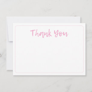 Pink and White Blank Elegant Handwritten Card