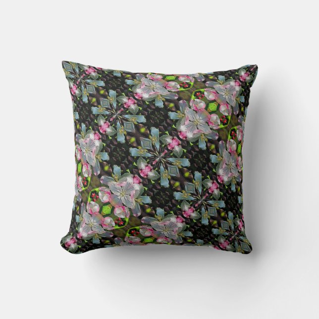 Pink And White Blossoms Abstract Art Cushion (Front)