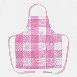 Pink and White Bold Checkered Plaid Design Apron