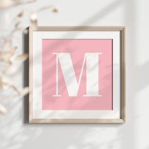 Pink and White Bold Stylish Monogram Poster