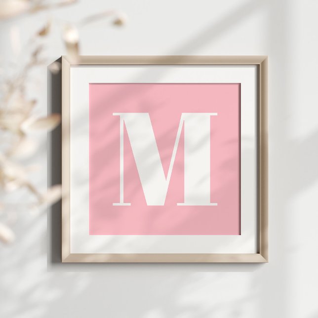 Pink and White Bold Stylish Monogram Poster (Create your own monogrammed poster.)