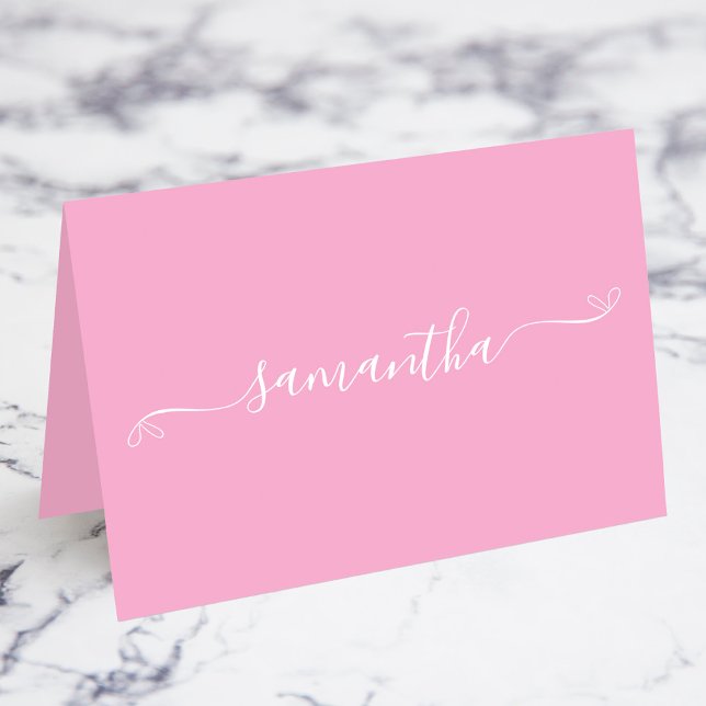 Pink and White Bow Signature Name Place Cards (Pink and White Bow Signature Name Place Cards)