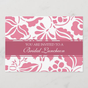 Pink and White Bridal Luncheon Invitation Cards