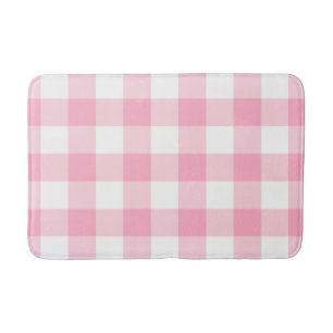 Pink and White Buffalo Check Bath Mat