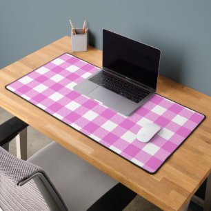 Pink and White Buffalo Plaid Desk Mat