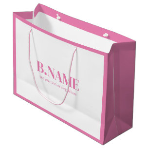 Pink And White Business Custom Logo Shopping Large Gift Bag