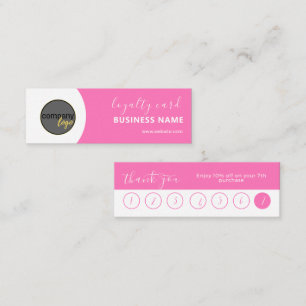 PINK AND WHITE BUSINESS LOGO 7 VISITS LOYALTY CARD