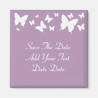 Pink and White Butterfly Save The Date Magnet. Magnet