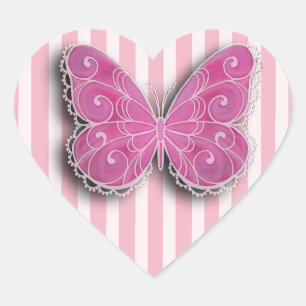Pink and White Butterfly Stickers