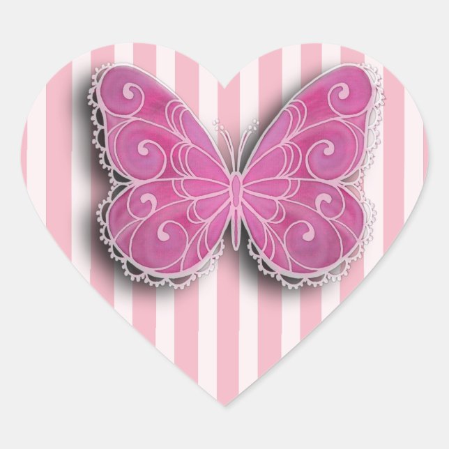 Pink and White Butterfly Stickers (Front)