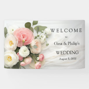 Pink and white camellias banner