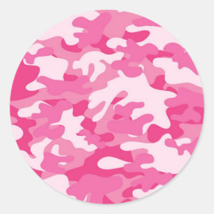 Pink and White Camo Design Classic Round Sticker