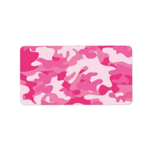 Pink and White Camo Design Label
