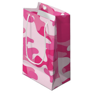 Pink and White Camo Design Small Gift Bag