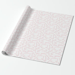 Pink and White Candy Canes Christmas Holidays Wrapping Paper