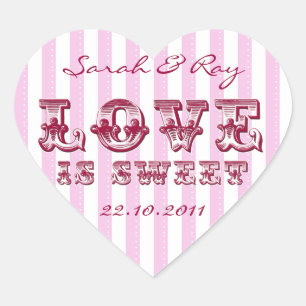 Pink and white Candy stripe love is sweet sticker